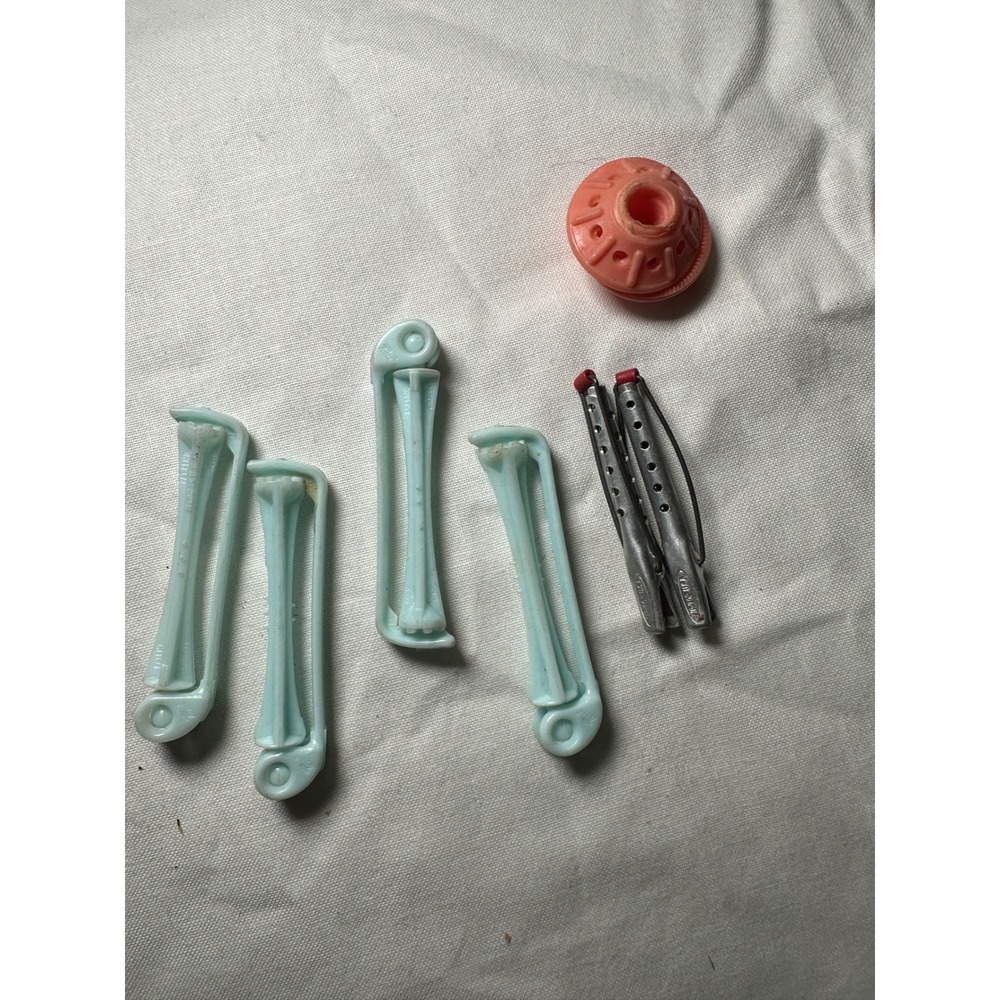 Vintage Tip-Top Metal Hair Clips and Plastic Snap Rollers Set Made in USA 7pc